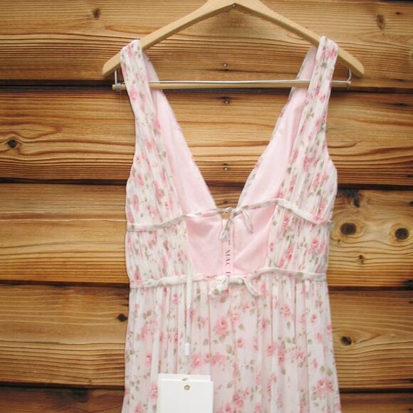 MAC DUGGAL  White Multicolor Floral Print Sleeveless Ruffled High-Low Gown - Picture 11 of 13